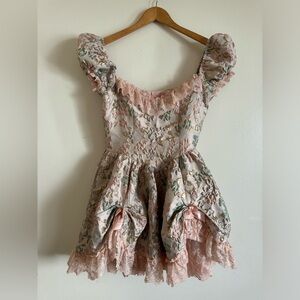 Dolls Kill Sugar Thrillz Tea And Circumstance Brocade Lace Pastel Floral Dress M
